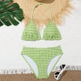 thumbnail image 6 of OYXSER Girls Swimsuits 2 Piece Bathing Suit for Teens Solid Color Tankini Cute Bikini Swimwear, Green 15-16Y, 6 of 7