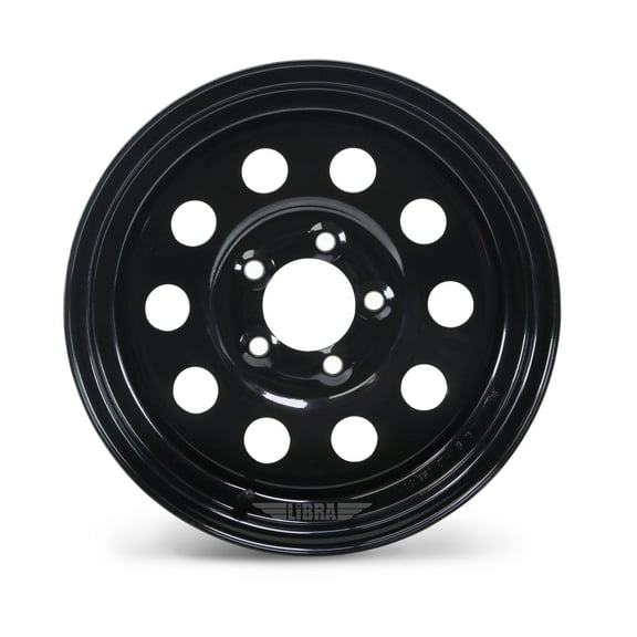 LIBRA 15 x 5 Trailer Wheels 5 Lug on 4.5" Bolt Pattern Black Mod, Set 2-17007