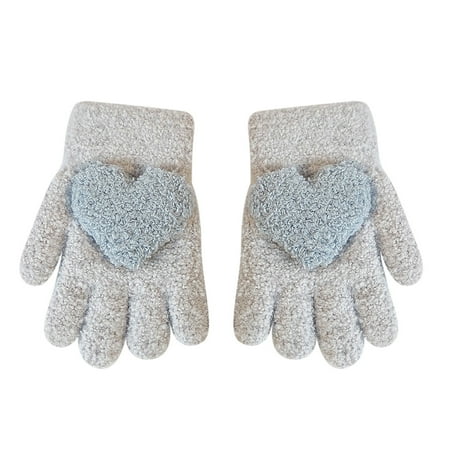 

Heiheiup Solid Color Love Children s Gloves Winter Warm Cold Full Finger Thickening Cute Men And Women Infants And Workout Hat