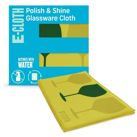 E-Cloth Polish & Shine Microfiber Cleaning Cloth for Glass, Window, Dish, Cup, Glass, Tile Cleaner, 2 Pack