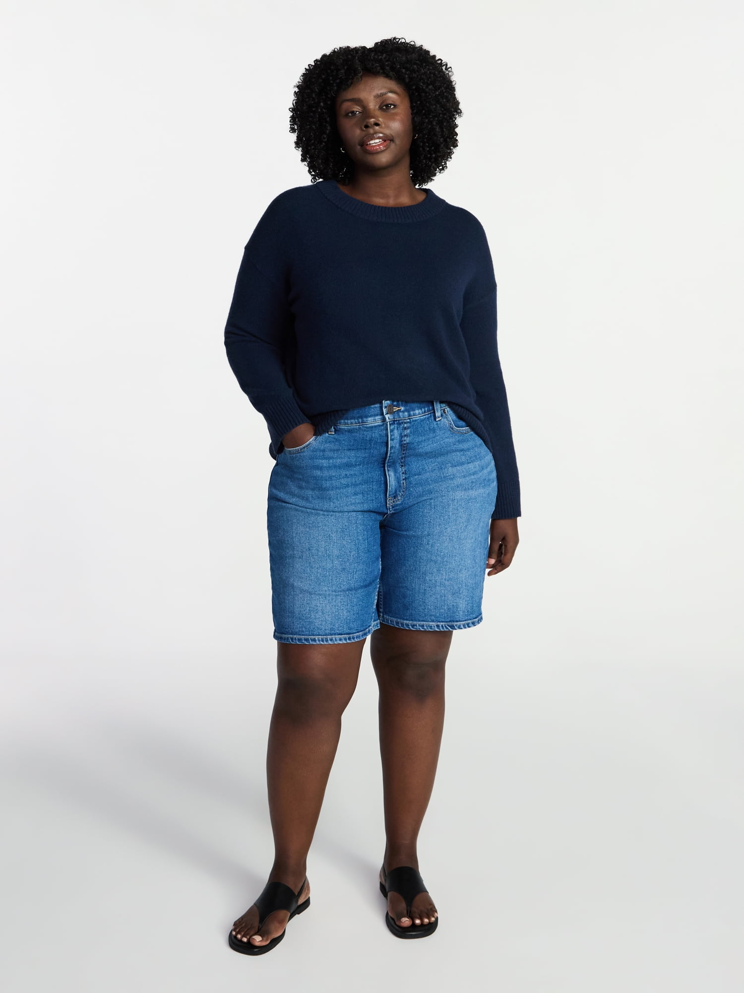 Terra & Sky Women's Plus Size Bermuda Shorts, 9" Inseam, Sizes 16W-26W