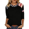 thumbnail image 5 of MEICHEN Ladies' American 250th Anniversary Patchwork Print 3/4 Sleeve 3/4 Sleeved Top Summer T Shirts for Women, 5 of 5
