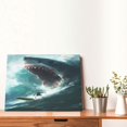 thumbnail image 4 of Gukieu Surfing Shark Print Horizontal Canvas Decorative Painting 12x16 Inch Shrinkage Resistant Frame Hanging Home Wall Art Decor, 4 of 6