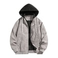 thumbnail image 2 of Homenesgenics Jackets for Men Big and Tall Long-Sleeve Relaxed-Fit Leather Plus Size Casual Hooded Outerwear Gray XXL, 2 of 9