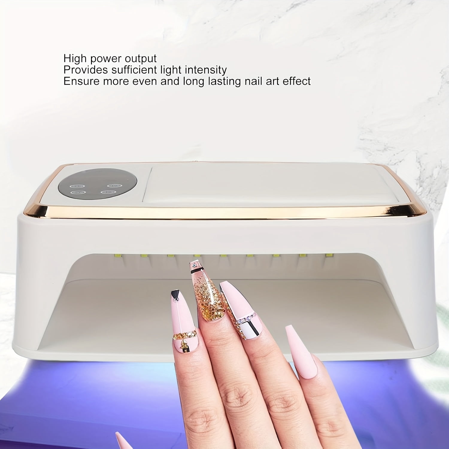 PRYZUNA Professional Nail Lamp – 380W Gel Nail Dryer with 90 LEDs, 4 Timer Settings, Smart Sensor & PU Armrest for Salon and Home Use (US Plug)