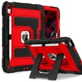 thumbnail image 3 of ELEHOLD 3-Layer Rugged Case For Apple Apple iPad 11th 10th Gen Heavy Duty Shockproof Cover, [Drop Protection], [Logo Visible], With Kickstand & Pencil Holder & Shoulder Strap, Black+Red, 3 of 12