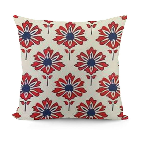 YINGXI Block Print Throw Pillow Covers Red and Blue Outdoor Decorations Decorative Throw Pillows Cases Cushion Covers for Home Living Room Couch Decor 12x12in