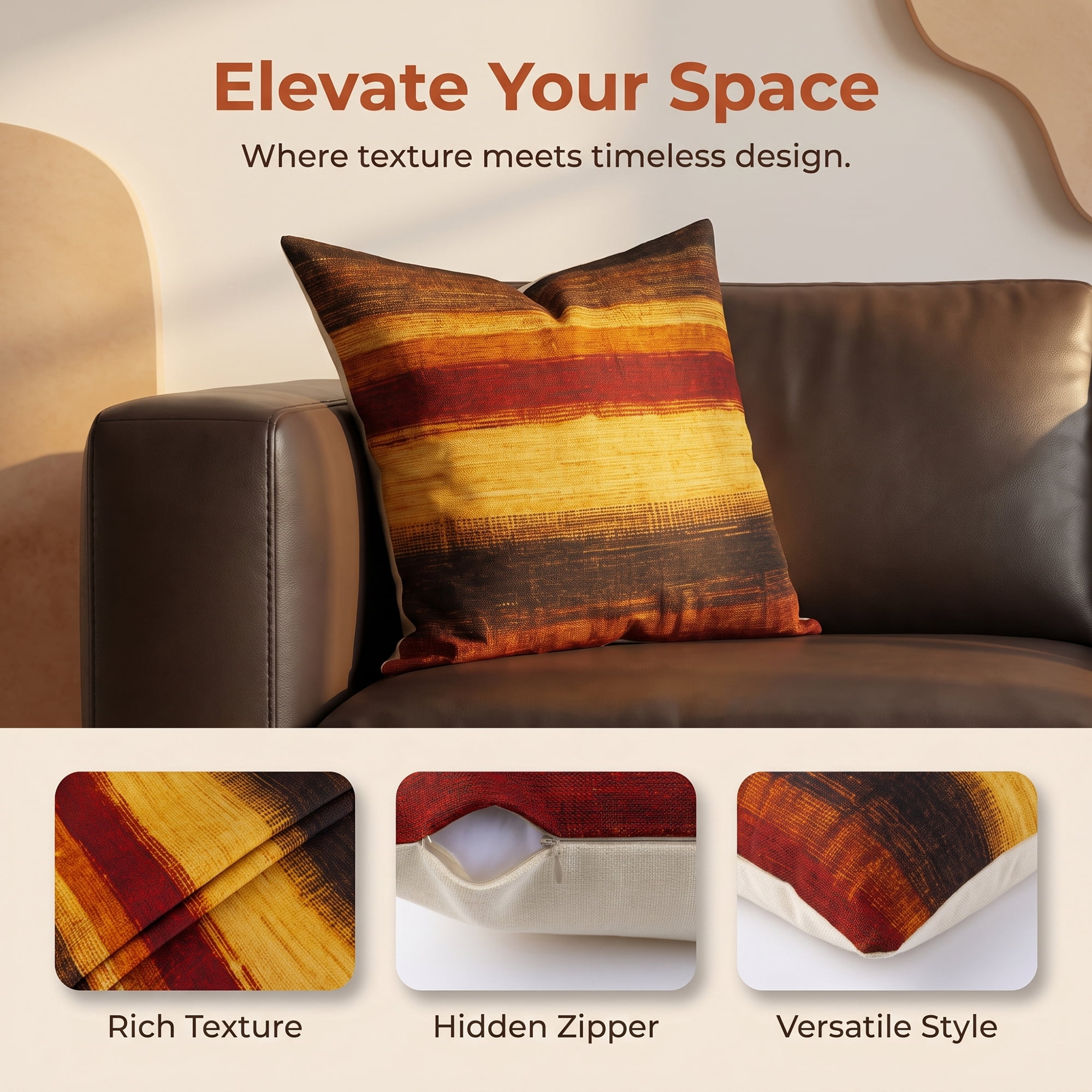 Unique Bargains 2 Pack Soft Stripe Polyester Shells Accent Sofa Couch Living Room Dark Brown 18"x18"(Cover Only)