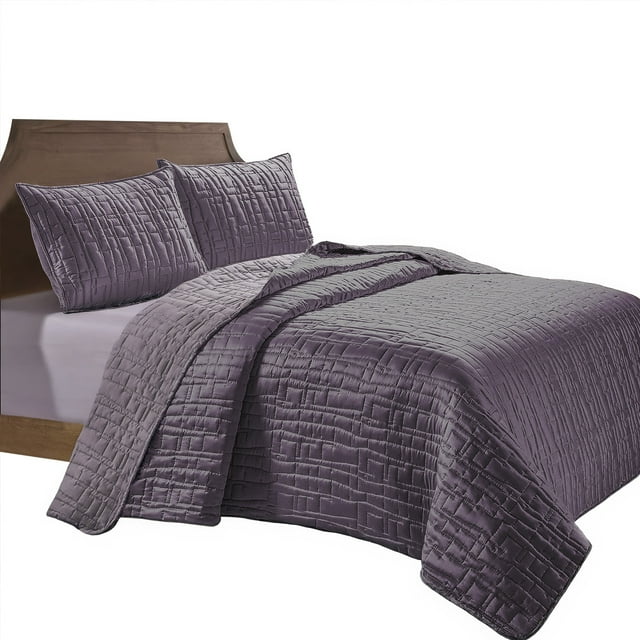 Edredón con Fundas King Size Elefantito Mauve Color Lila Satinado Capitonado con Hilo