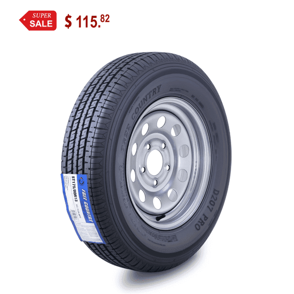 Free Country Trailer Tire Wheel Assembly ST175/80R13 8-Ply D 97M 5 Lug on 4.5" PCD Silver Mod Rim