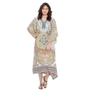Women's Plus Size Polyester Kaftan Dresses for Women Casual Long ...