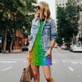 thumbnail image 5 of Horeoi Glitter Rainbow Print Women's Sleeveless Dress Cotton-like Flared Hem Deep Side Pockets Above-Knee, 5 of 6