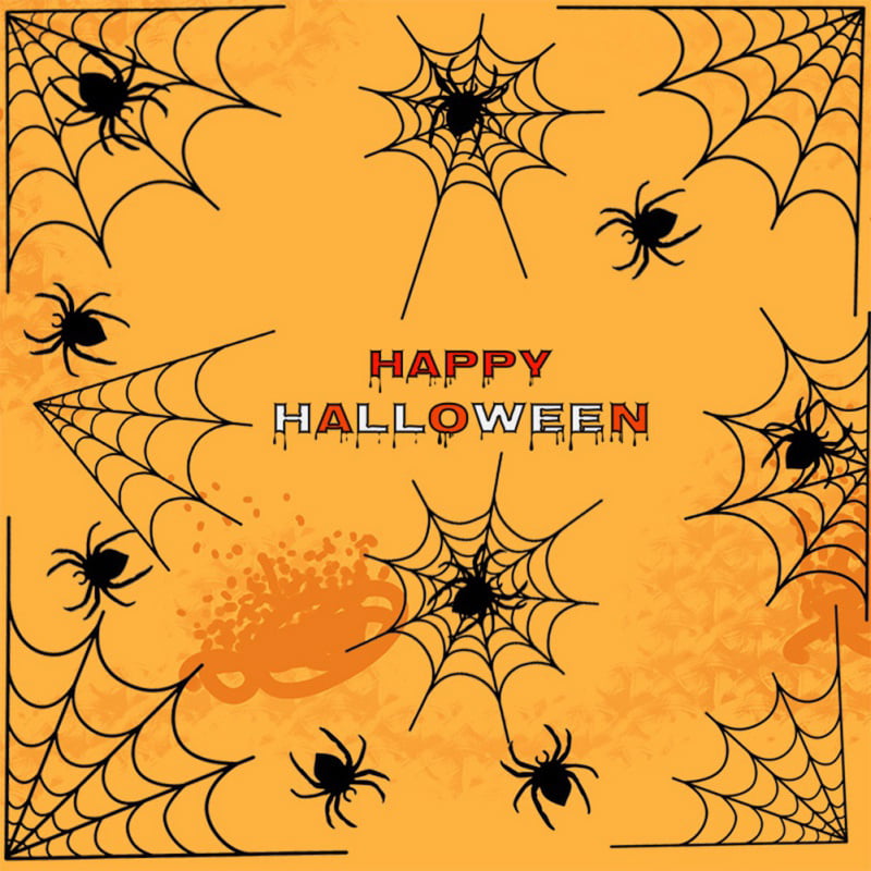 13 Piece Spider Web Vinyl Window Cling Stickers Orange Halloween Decoration 