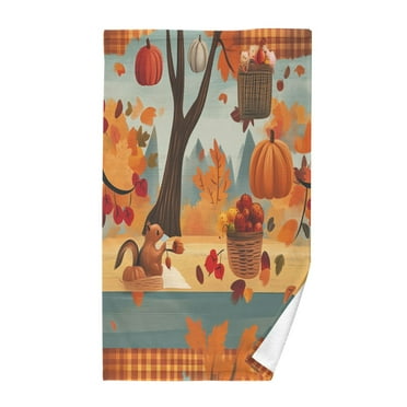 Thanksgiving Themed Pattern Soft 100% Cotton Towel, High Absorbency, Single Pack, 16" x 28"