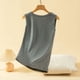 thumbnail image 4 of Ropa interior térmica para mujer, otoño e invierno, camiseta térmica de tirantes con cuello redondo y forro polar suave, sin mangas, de poliéster., 4 of 9