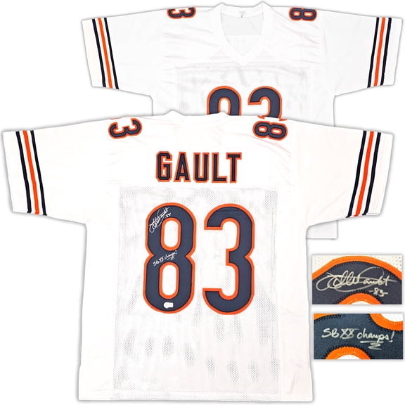 Chicago Bears Willie Gault Autographed White Jersey "SB XX CHAMPS" Beckett BAS Witness 221063