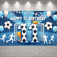 thumbnail image 6 of Soccer Theme Happy 11th Birthday Banner Blue Background Football Party Backdrop Golden Crown Trophy Design Soccer Birthday Display for Kids Birthday Party Football Themed Party Photo Shoot Backdrop, 6 of 9