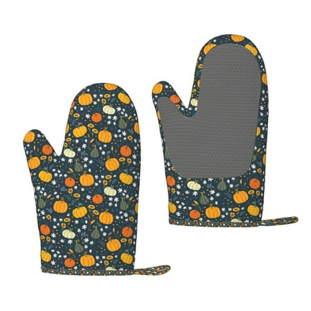 

Zeuib Pumpkin Print Oven Mitts Oven Gloves with Non-Slip Silicone Heat and Slip Resistant Cooking Mitt Set for Cooking and Baking (2 Count)