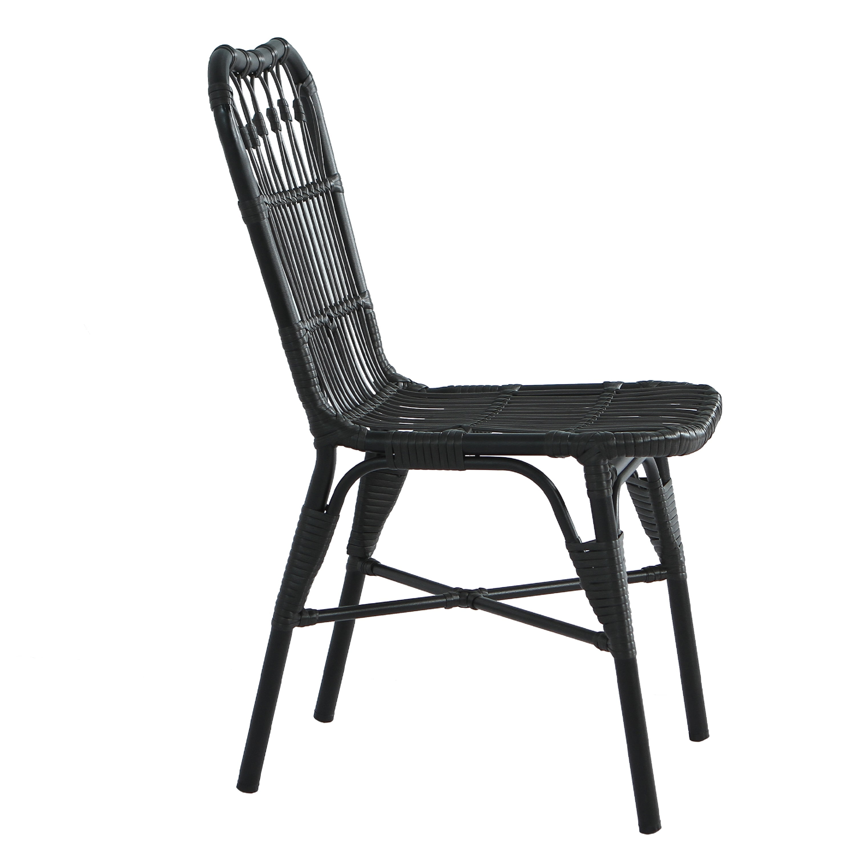 Euroco Outdoor PE Wicker Patio Dining Chairs Set of 2,Outdoor Rattan chairs for Backyard, Poolside, Garden, GREY