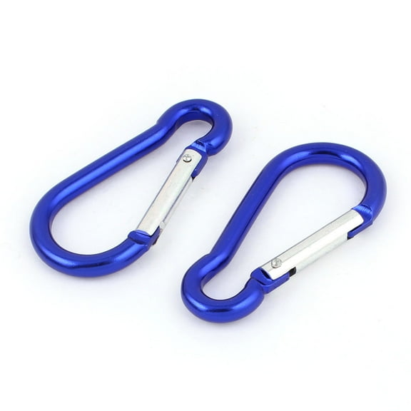 2 Pcs Aluminum Alloy Spring Loaded Clasp Carabiner Hook Clip Dark Blue