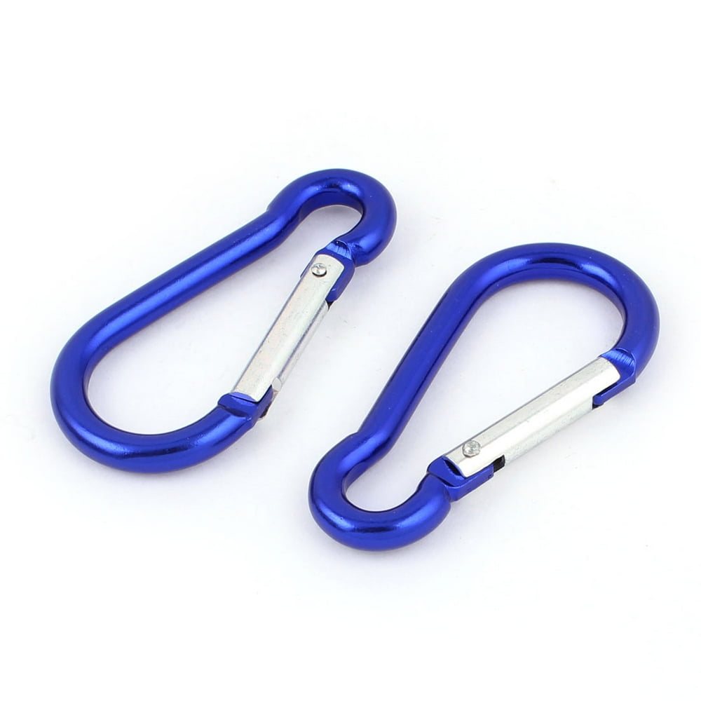 2 Pcs Aluminum Alloy Spring Loaded Clasp Carabiner Hook Clip Dark Blue