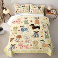 thumbnail image 2 of Manfei Kawaii Pet Collage Twin Quilt Set, Groovy Floral Twin Coverlet Set, Cream, 2-Piece, 1 Bedspread and 1 Pillowcase, 2 of 7