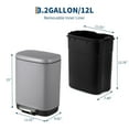 thumbnail image 2 of Lumiparty Stainless Steel Trash Can with Lid, 3.2 Gallon Step Pedal Garbage Bin, Automatic Soft Close, for Bathroom Kitchen Office, Gray, 2 of 9