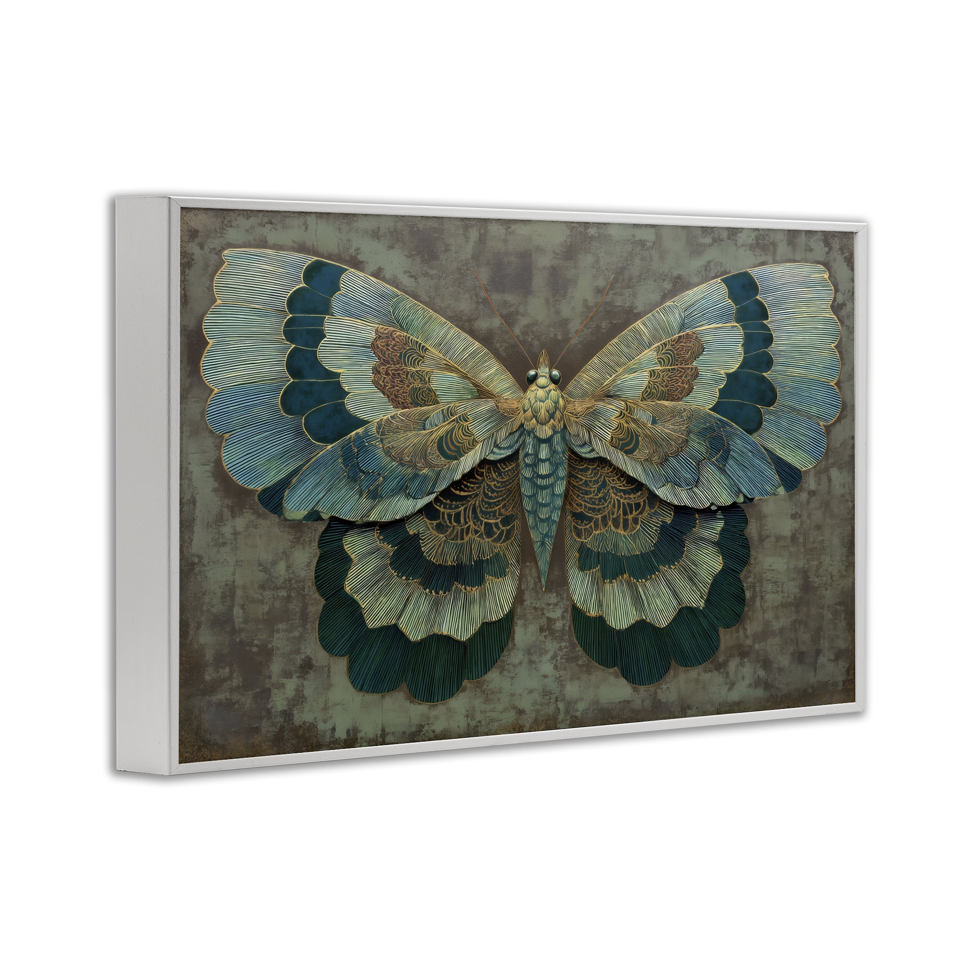 Stupell Industries Golden Jewel Butterfly White Framed Giclee Art, design by Petal Prints Design