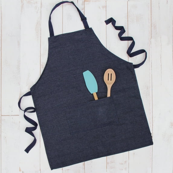 100% Canvas Cotton Adjustable Apron Bib with Twin Pocket | Denim | For Cooking Kitchen BBQ Chef Crafts | 26" x 31" Large Size - 6 Colors Available