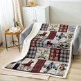thumbnail image 2 of Western Cowboy Throw Blanket Queen 90"X90" Country Farmhouse Plaid Horse Cow Fleece Sherpa Blanket Men Women American Wild West Fuzzy Blanket Red Black Grey Cowboy Room Decor, 2 of 4