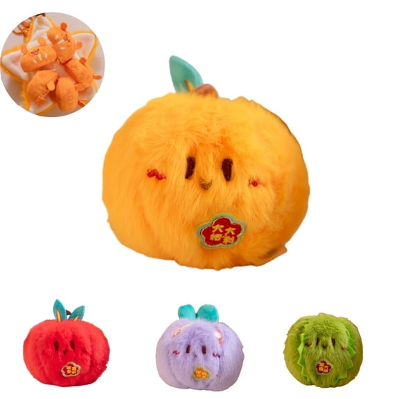 Peelable Mini Tangerine Plush Keychain Adorable Fruit Stuffed Toy Creative Fun Hanging Ornament Gift Bag Decor Idea