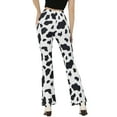 thumbnail image 3 of INSPIRE CHIC Women's Pants High Waist Cow Print Casual Flare Bell Bottom Stretch Long Pants XS Black White, 3 of 6