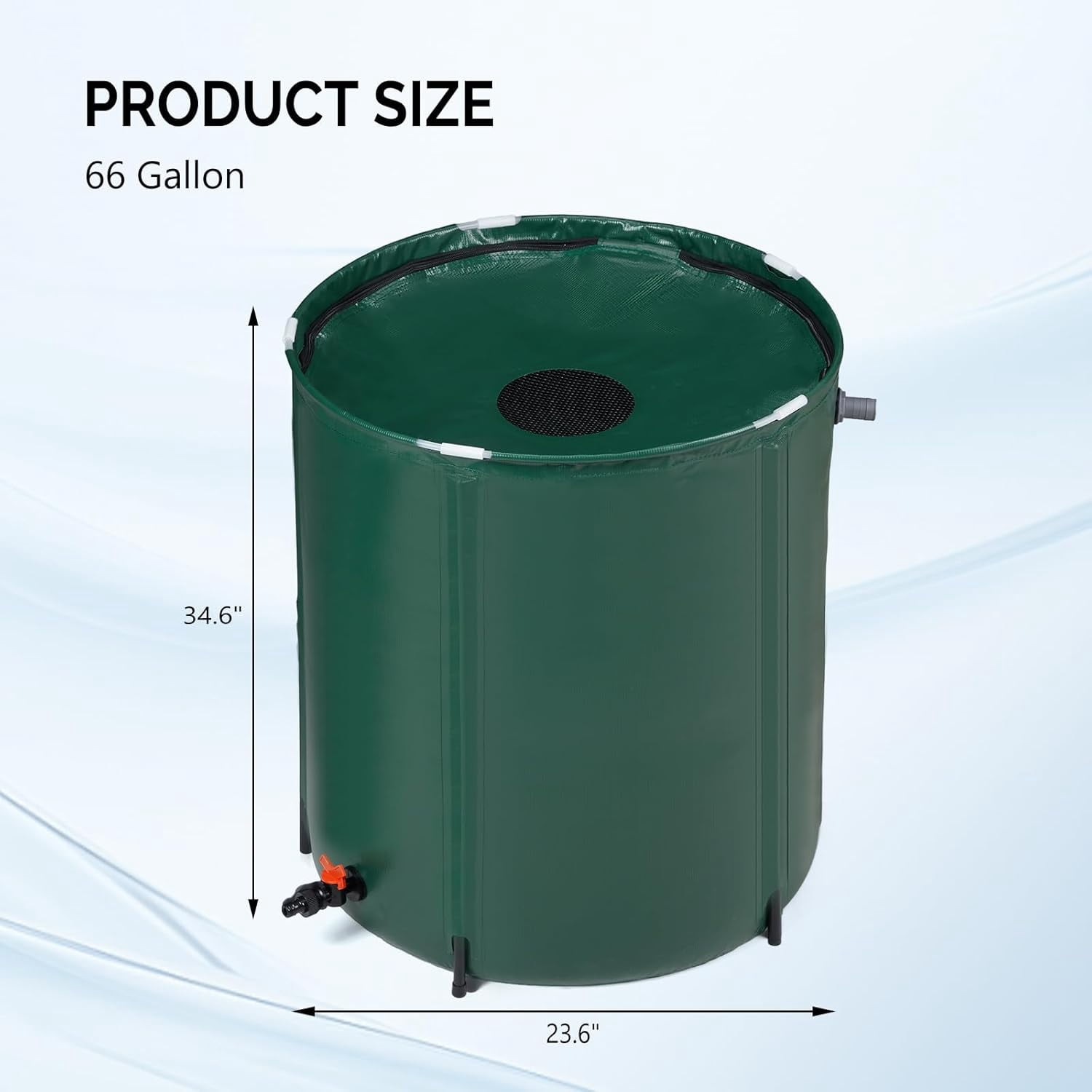 LINJH 66 Gallon Collapsible Rain Barrel, Portable Water Storage Tank, Rainwater Collection System Downspout, Water Catcher Container with Filter Spigot Overflow Kit