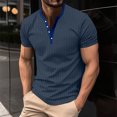 thumbnail image 2 of Caqnni Men's Short Sleeve Henley Shirt Fall Casual Shirt Fashion Front Placket Shirt (Navy,L), 2 of 8