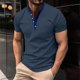 thumbnail image 3 of Camiseta de manga corta con cuello en V y canalé liso para hombre - Verano informal, mezcla de poliéster, vacaciones/oficina - Tallas S-XXXL, 3 of 8