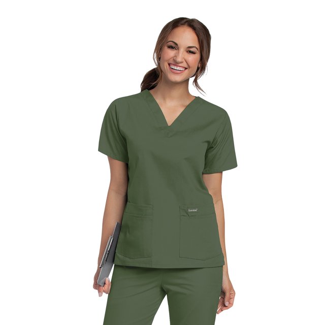 Landau Haut de Blouse Médicale pour Femmes : 4 Poches, Coupe Classique Décontractée, Col en V Durable 8219