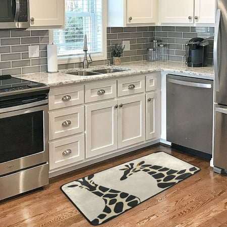 

Long Floor Mat 39x20Inch Kitchen Mat Bathroom Mat Living Room Mat Bedroom Mat Absorbent Delicate Fabric No Ball Do Not Fade Gray Giraffe
