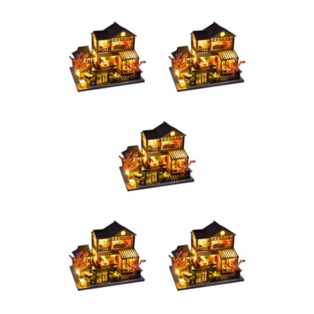 Decodeary Easy To Install Innovative Wooden Doll House With Integrated Component DIY Miniature Dolls House Kit TC14 5Set