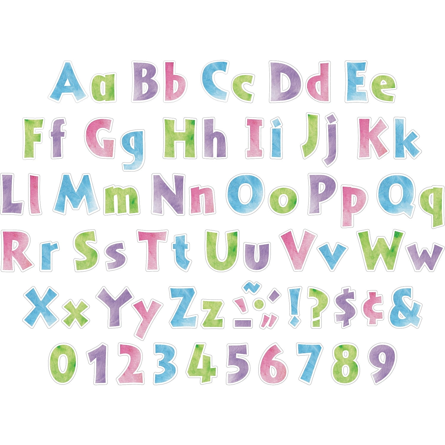 Barker Creek 4" Letter Pop-Outs 2-Pack, Tie-Dye, Jazz Up Your Bulletin Boards with These Colorful Letters, 510 Upper and Lowercase Letters, Numbers & Punctuation Marks, 4" (4348)
