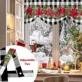 thumbnail image 3 of Tie Up Valance Curtain for Kitchen,Winter Red Flower Green Leaf Rod Pocket Short Curtains Adjustable Tie-Up Shade Valances,Black White Buffalo Plaid Window Treatment for Bathroom Living Room Bedroom, 3 of 8