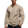 thumbnail image 2 of UVEASISHA Long Sleeve T-Shirts for Men Solid Color Patchwork Crewneck Sweatshirts Relaxed Fit Lightweight Pullover Tops Fall Casual Workout Shirt Khaki S, 2 of 9