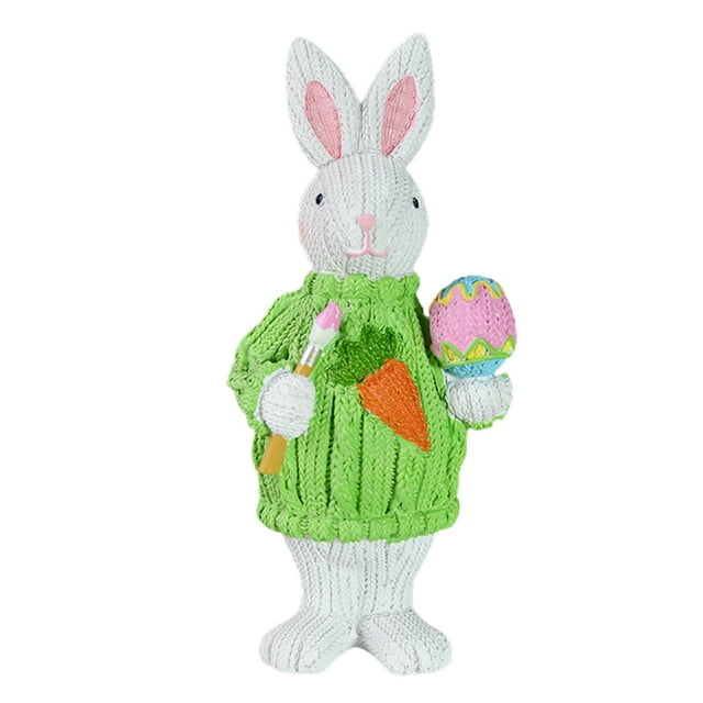 Decoración de la habitación de los niños, festival en casa, diseño de escena de regalo, decoración de la sala de estar, decoración de escritorio de conejo de lana tejida, postura de pie verde (materia