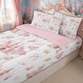 thumbnail image 3 of meiyoeat Watercolor Dreamy Castle Zipper Twin Comforter Sets with Fitted Sheet and 2 Pillowcases for Kids Girls, Princess Fairy Style Zipper Bedding Set, Pink White, Pink ReversibleG, 3 of 6