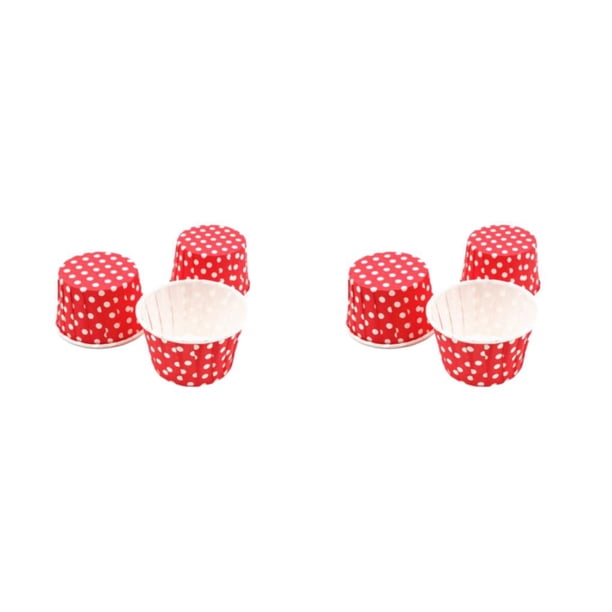 Ounissouiy 50 Uds. De vasos de helado, cuencos de postre de papel, recipientes para comida de yogur congelado, envoltorios para pasteles, bandeja Punto/Rojo 2Conjunto
