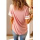 thumbnail image 1 of ABPHQTO Camiseta de manga corta a rayas con estampado de corazones y bocetos rosas para mujer, 1 of 5