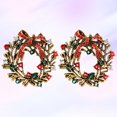 thumbnail image 3 of 2Pcs Enamel Bow Crystal Flower Brooch Christmas Wreath Brooch Pin Colorful Christmas Rhinestone Wreath Brooches(Golden), 3 of 7