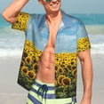 thumbnail image 5 of Picia Blooming Sunflower Field Gentle Cotton Regular Fit Short Sleeve Casual Hawaiian Shirt for Men-, 5 of 9