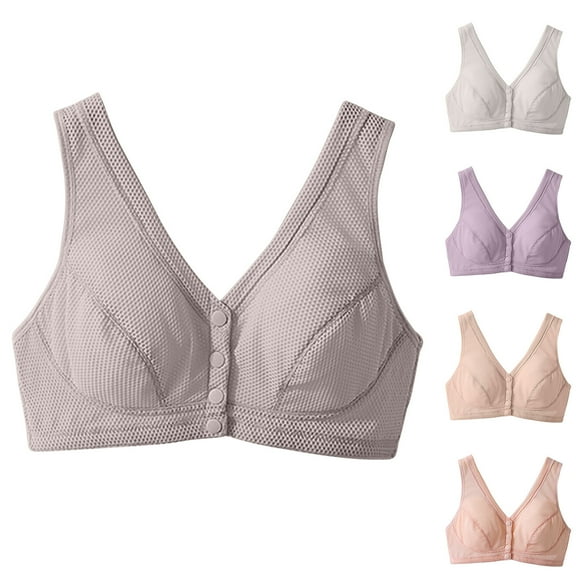 HVOBTTY Womens Front Closure Bra, Bras for Women, Women's Bra without Steel Ring Gathering Large Honeycomb Thin Bra Front Button Underwear for Women Beige, 105C