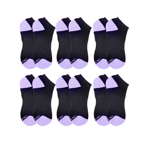 On the Go Women's Performance Socks (6 Pair Pack, Black with Lavender Heel & Toe)