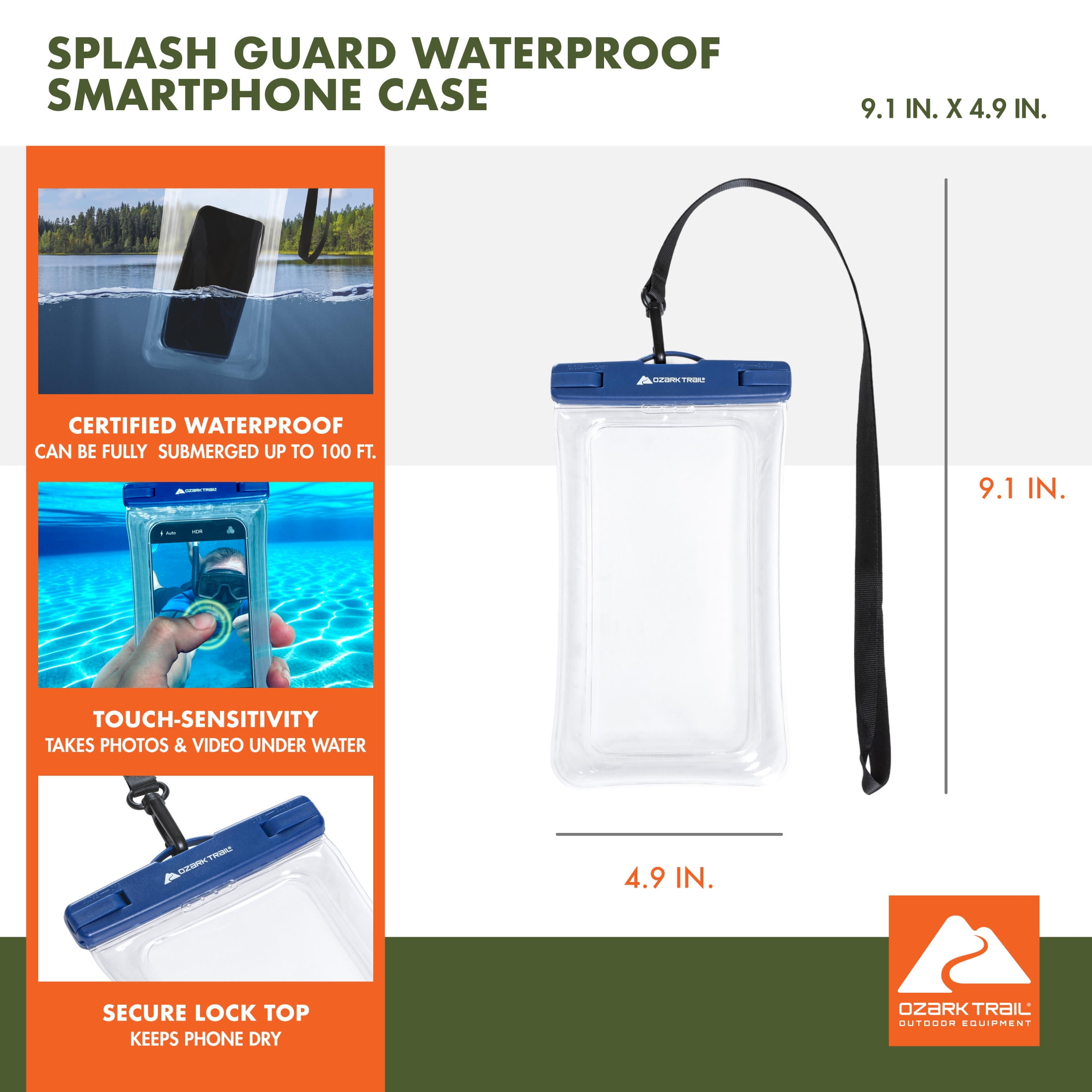 (2 pack) Ozark Trail Splash Guard Waterproof Smartphone Case